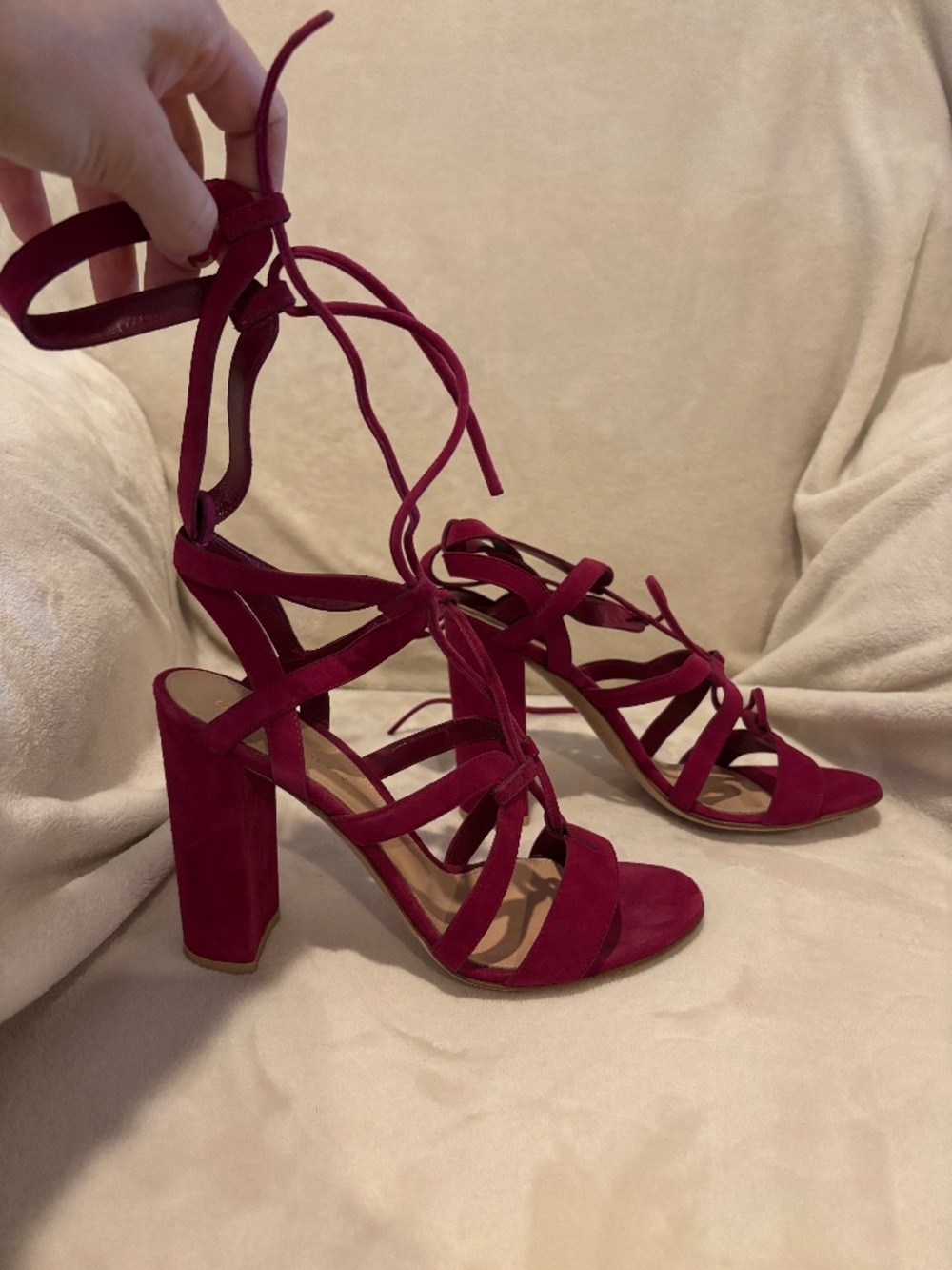 Gianvito Rossi Raspberry Suede Sandals 39.5 NWT